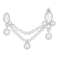 Certified Moissanite Double Chain Earring for Helix Piercing