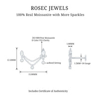 Certified Moissanite Double Chain Earring for Helix Piercing
