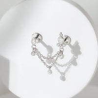 Certified Moissanite Double Chain Earring for Helix Piercing