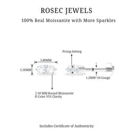 Minimalist Moissanite 2 Stone Earring for Tragus Piercing
