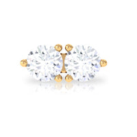 Minimalist Moissanite 2 Stone Earring for Tragus Piercing