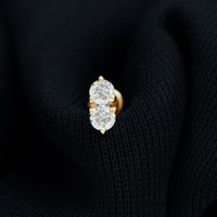 Minimalist Moissanite 2 Stone Earring for Tragus Piercing