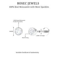 Dainty Moissanite Conch Cartilage Earring in Bezel Setting