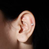Dainty Moissanite Conch Cartilage Earring in Bezel Setting