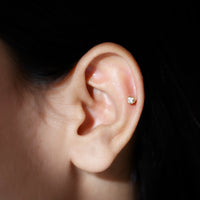 Dainty Moissanite Conch Cartilage Earring in Bezel Setting