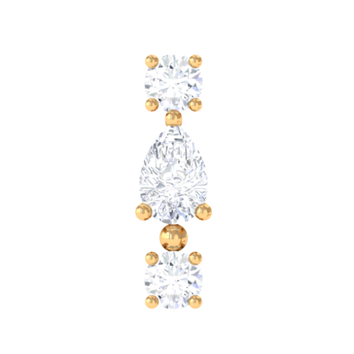 Certified Moissanite 3 Stone Tragus Earring