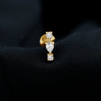 Certified Moissanite 3 Stone Tragus Earring