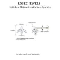 Certified Moissanite Leaf Piercing Earring