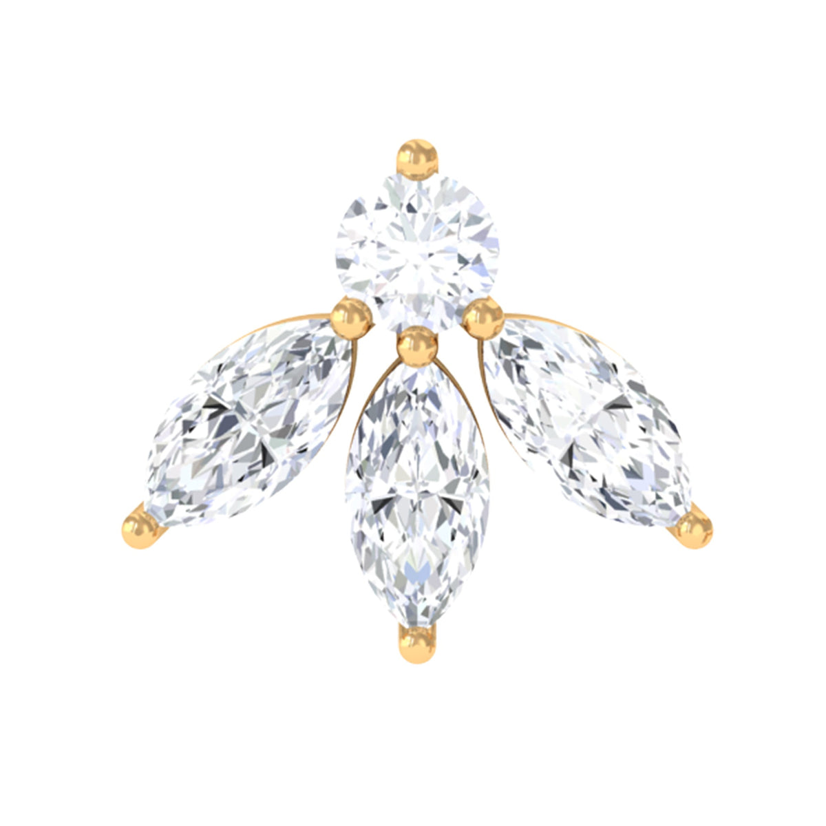 Certified Moissanite Leaf Piercing Earring