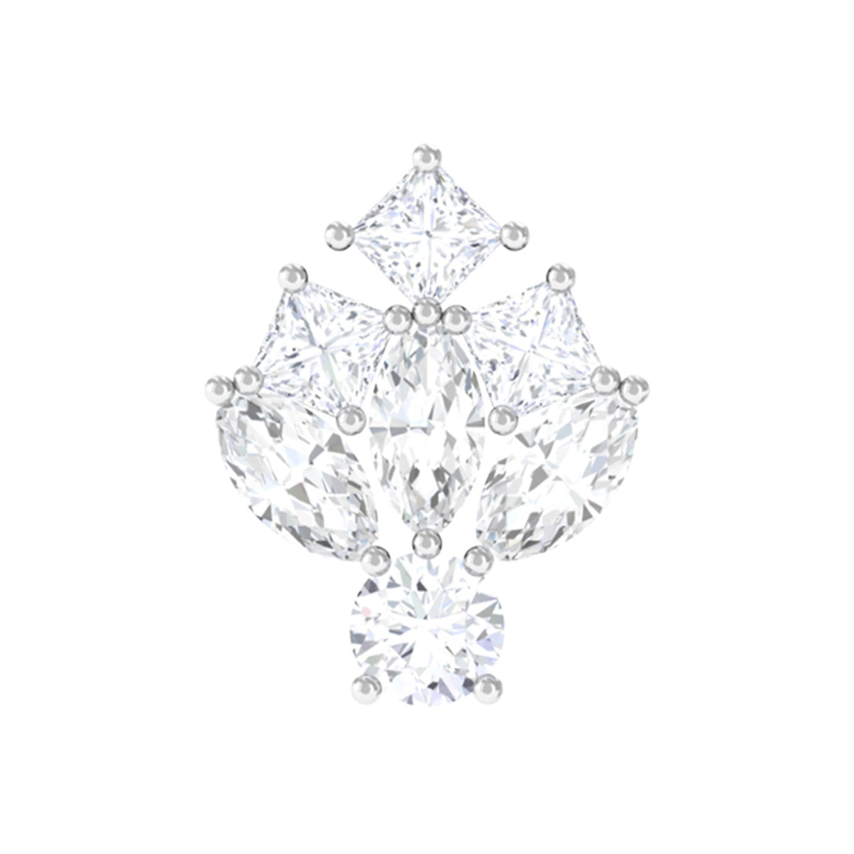 Moissanite Cluster Earring for Upper Lobe Piercing