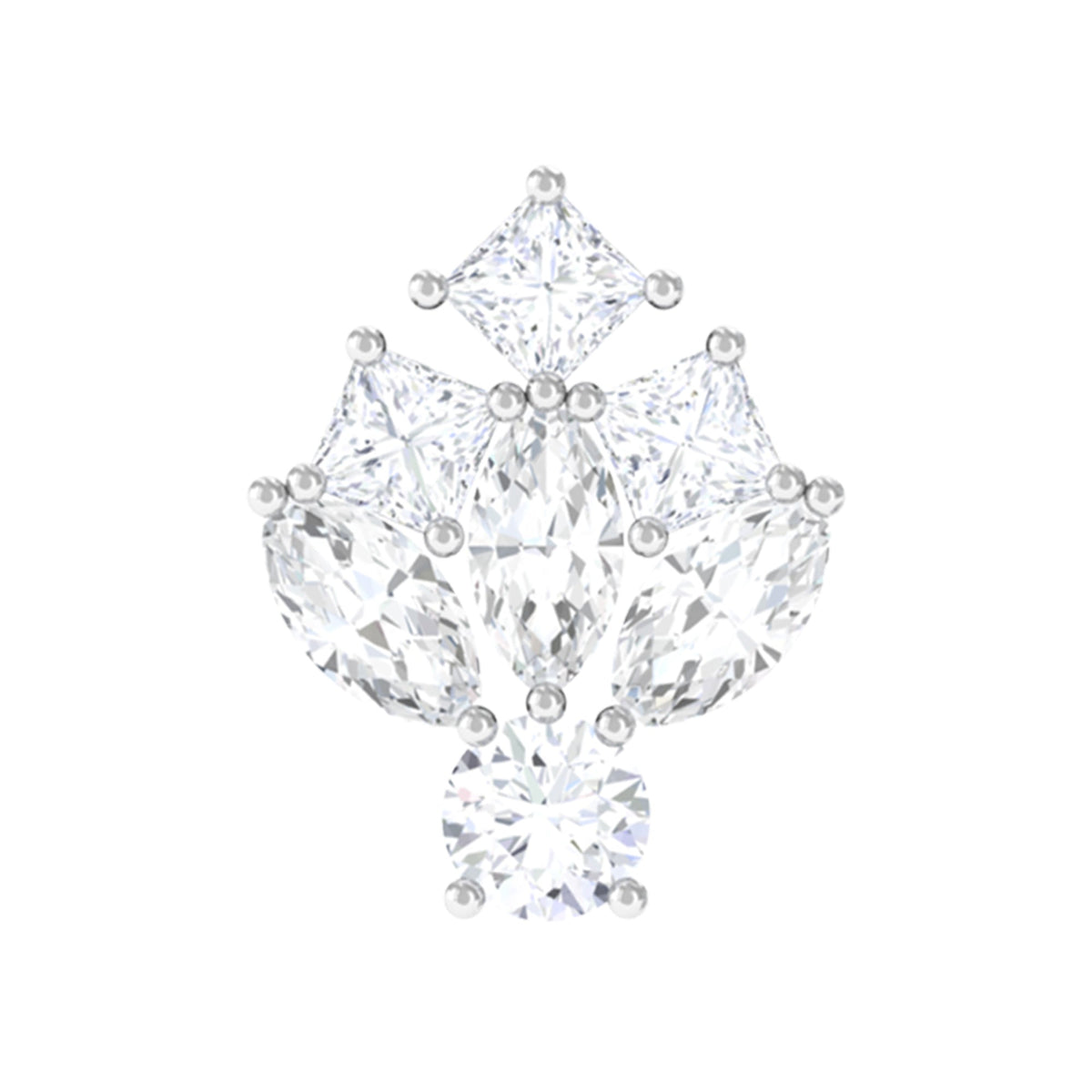 Moissanite Cluster Earring for Upper Lobe Piercing