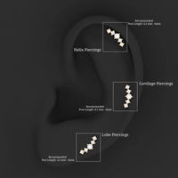 Certified Moissanite Curved Crawler Earring with Flat Back
