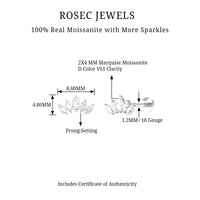 Marquise Moissanite Leaf Ear Crawler Earring