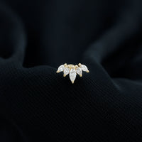 Marquise Moissanite Leaf Ear Crawler Earring