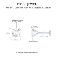 Minimalist Peg Head Set Diamond Nose Pin Stud