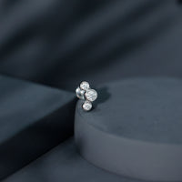 Bezel Set Diamond Three Stone Earring for Helix Piercing