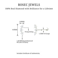 Simple Diamond Curved Helix Earring with Flat Back