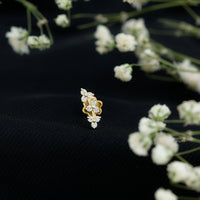 Simple Diamond Curved Helix Earring with Flat Back