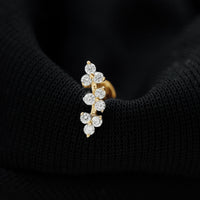 Simple Diamond Curved Helix Earring with Flat Back