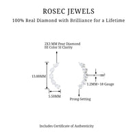 Pear Shape Diamond Crawler Earring for Cartilage Piercing