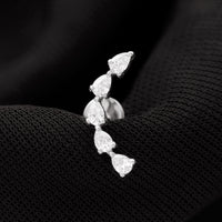 Pear Shape Diamond Crawler Earring for Cartilage Piercing