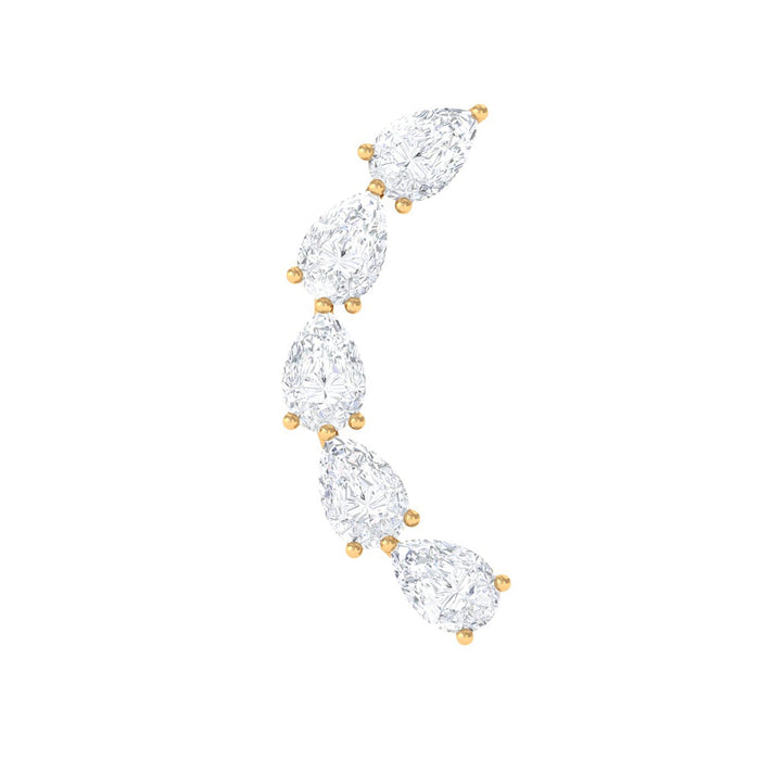 Pear-shaped diamond crawler earring by Rosec Jewels, body jewelry for cartilage piercing with sparkling diamond accents.