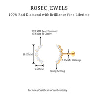 Pear Shape Diamond Crawler Earring for Cartilage Piercing