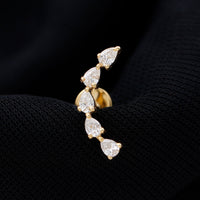 Pear Shape Diamond Crawler Earring for Cartilage Piercing