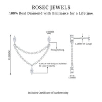 Marquise Diamond Double Piercing Earring with Dangling Chain