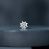 Sparkling Diamond Flower Cartilage Earring with Flat Back