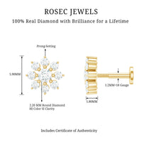 Sparkling Diamond Flower Cartilage Earring with Flat Back