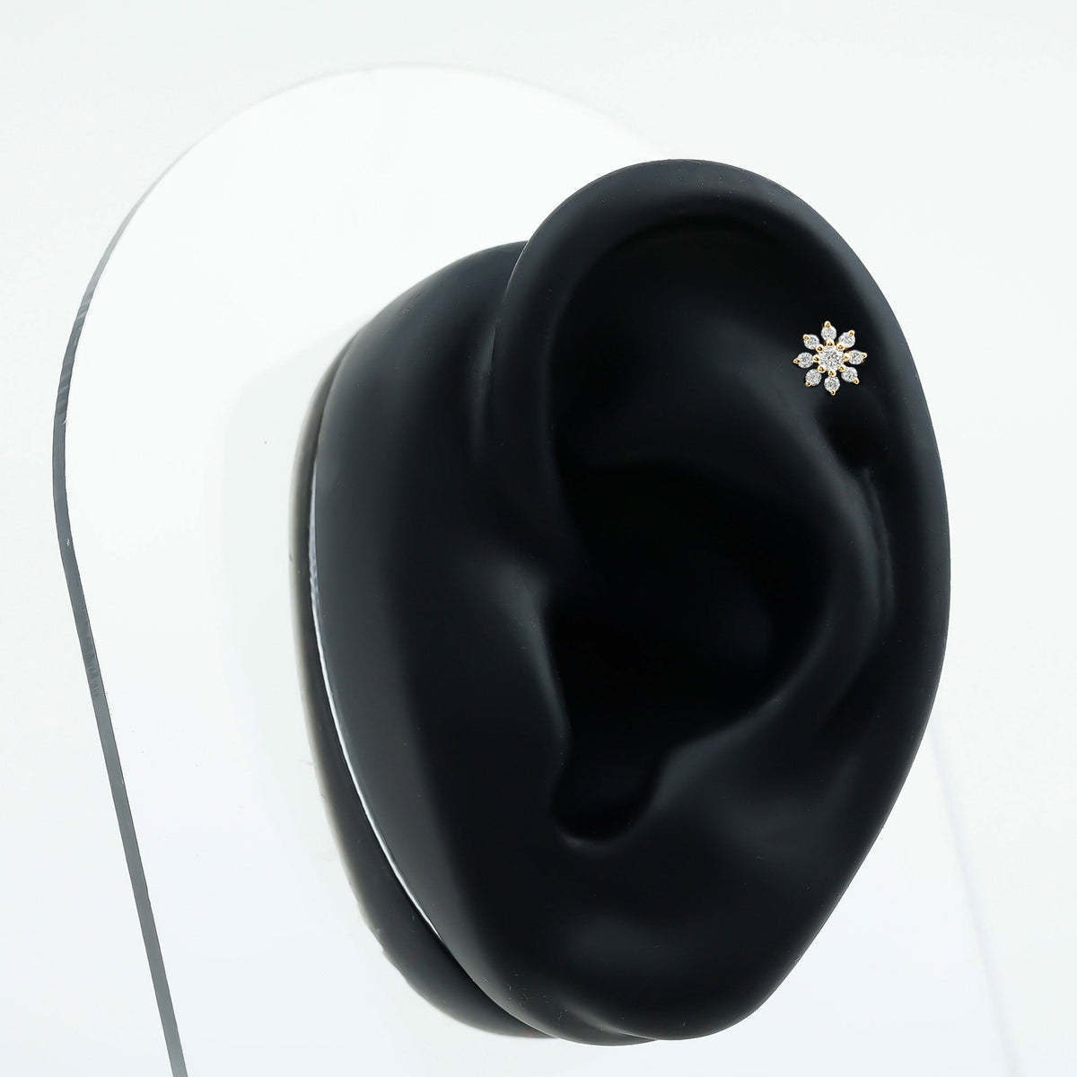 Sparkling Diamond Flower Cartilage Earring with Flat Back