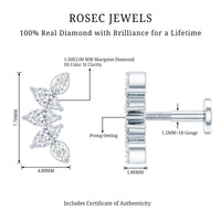 Marquise Diamond Leaf Crawler Earring for Helix Piercing