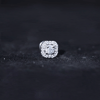 Simple Octagon Shape Diamond Helix Earring