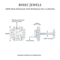 Simple Octagon Shape Diamond Helix Earring