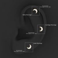Round Cut Diamond Crescent Moon Cartilage Earring