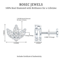 Certified Diamond Lotus Flower Earring with Flat Back