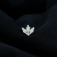 Certified Diamond Lotus Flower Earring with Flat Back