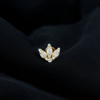 Certified Diamond Lotus Flower Earring with Flat Back