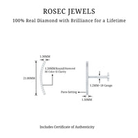 Pave Set Diamond Curved Bar Earring for Cartilage Piercing