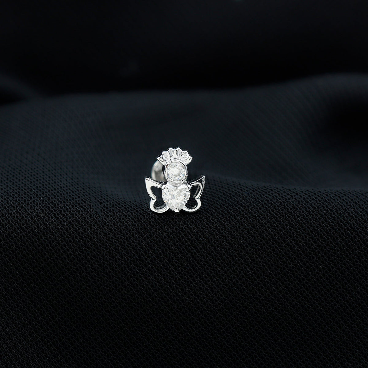 Heart Diamond Angel Earring for Helix Piercing