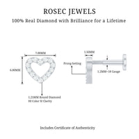Cute Diamond Open Heart Earring for Helix Piercing