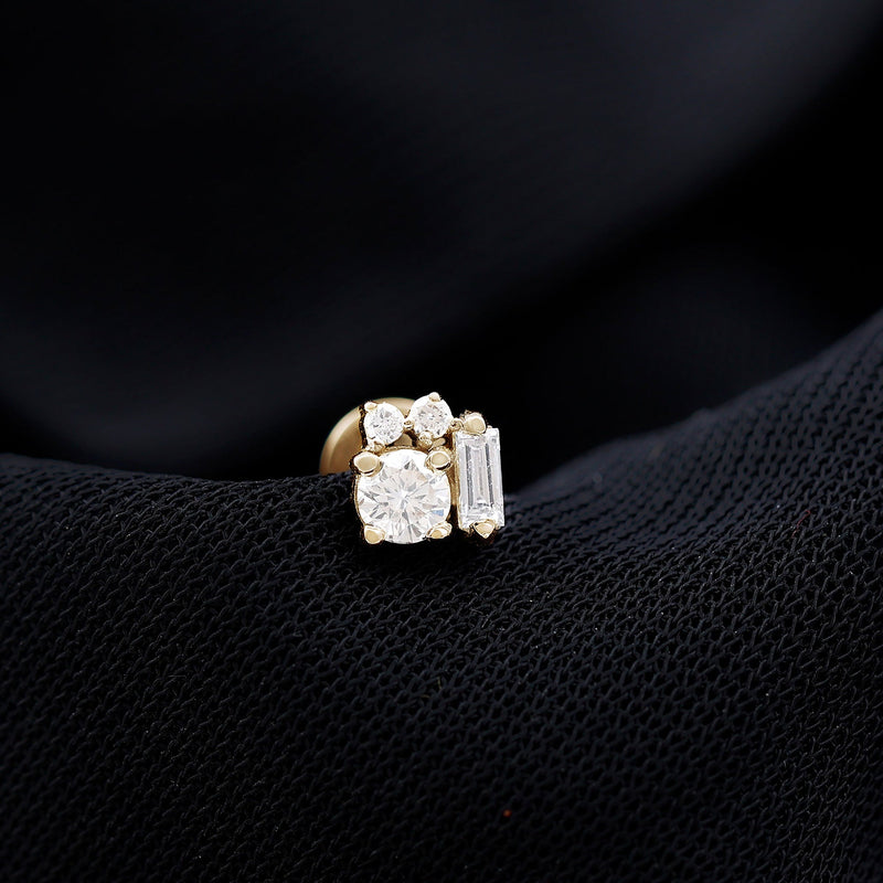 Unique Diamond Cluster Earring for Conch Piercing