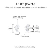 Natural Three Diamond Cluster Tragus Earring