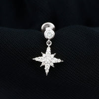 Certified Diamond Starburst Drop Earring for Helix Piercing