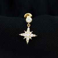 Certified Diamond Starburst Drop Earring for Helix Piercing