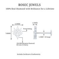 Marquise Diamond Leaf Cluster Helix Earring