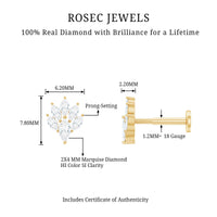Marquise Diamond Leaf Cluster Helix Earring