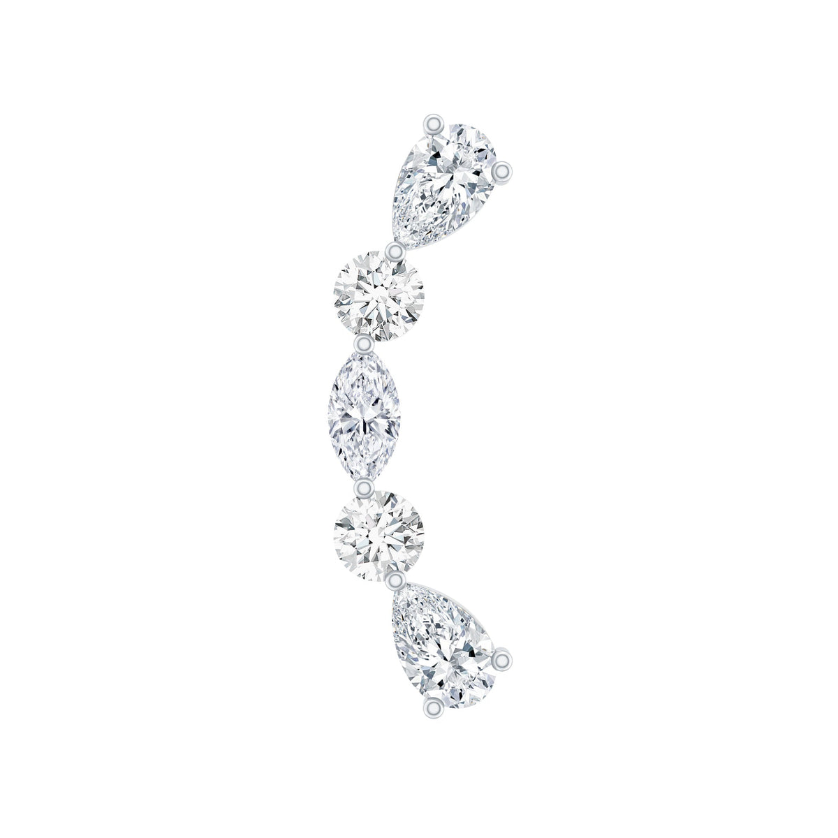 Simple Diamond Curved Crawler Earring for Helix Piercing
