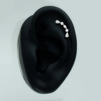 Simple Diamond Curved Crawler Earring for Helix Piercing
